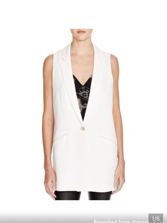 Elizabeth and James Jackets & Blazers - Elizabeth and James Tailored Sleeveless Longline Vest in White